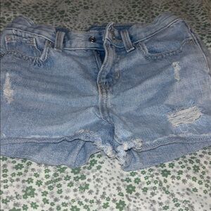 Light Blue Distressed Denim Shorts